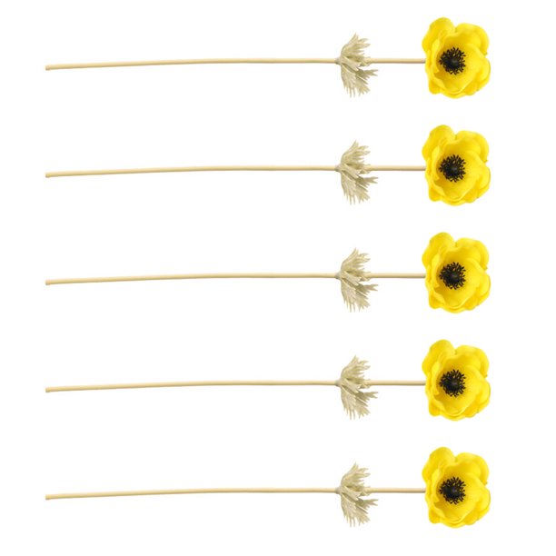 Anémona Artificial Matsuzay 5 Piezas Real Touch Decoración Amarillo