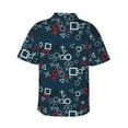 thumbnail image 3 of Daiia Navy Blue Geometric Hawaiian Shirt for Men Gentle Cotton Regular Short Sleeve Casual-Small, 3 of 9