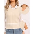 thumbnail image 2 of DARING DIVA Women's Sleeveless Crew Neck Casual Knitted Sweater Top XS Beige, 2 of 6