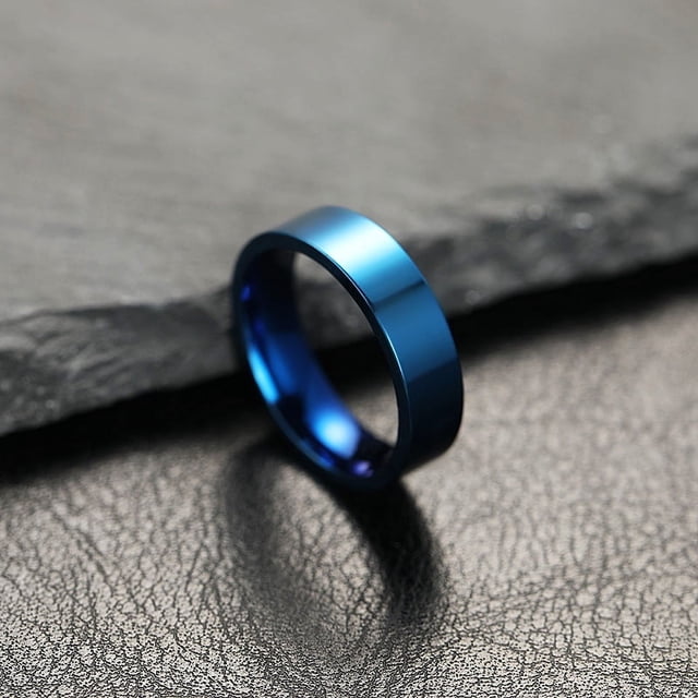 Anillo de acero inoxidable, joyería, bola interior, exterior, plana, personalidad, anillo de pareja de acero de titanio brillante, nicho femenino