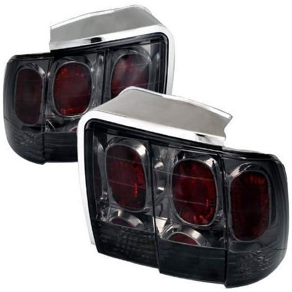 Tail Lights Rear Brake Lamp In Chrome Housing Smoke Lens Made For And Compatible With 1999 - 2004 Ford Mustang 99 00 01 02 03 04