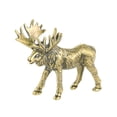 thumbnail image 1 of Trayknick Figurine d'Élan Grande Corne Style Rétro Réaliste Statue d'Animal en Laiton Massif pour Bureau, 1 of 10