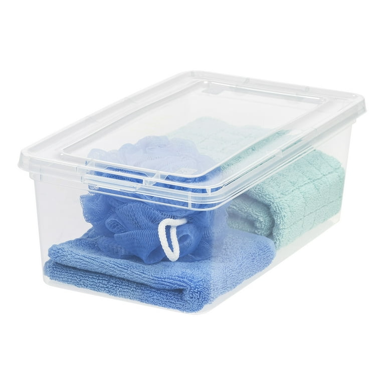 Iris USA 36 Quart Plastic Storage Bin Tote Organizing Container with Latching Lid, Stackable and Nestable, Clear, 4 Pack