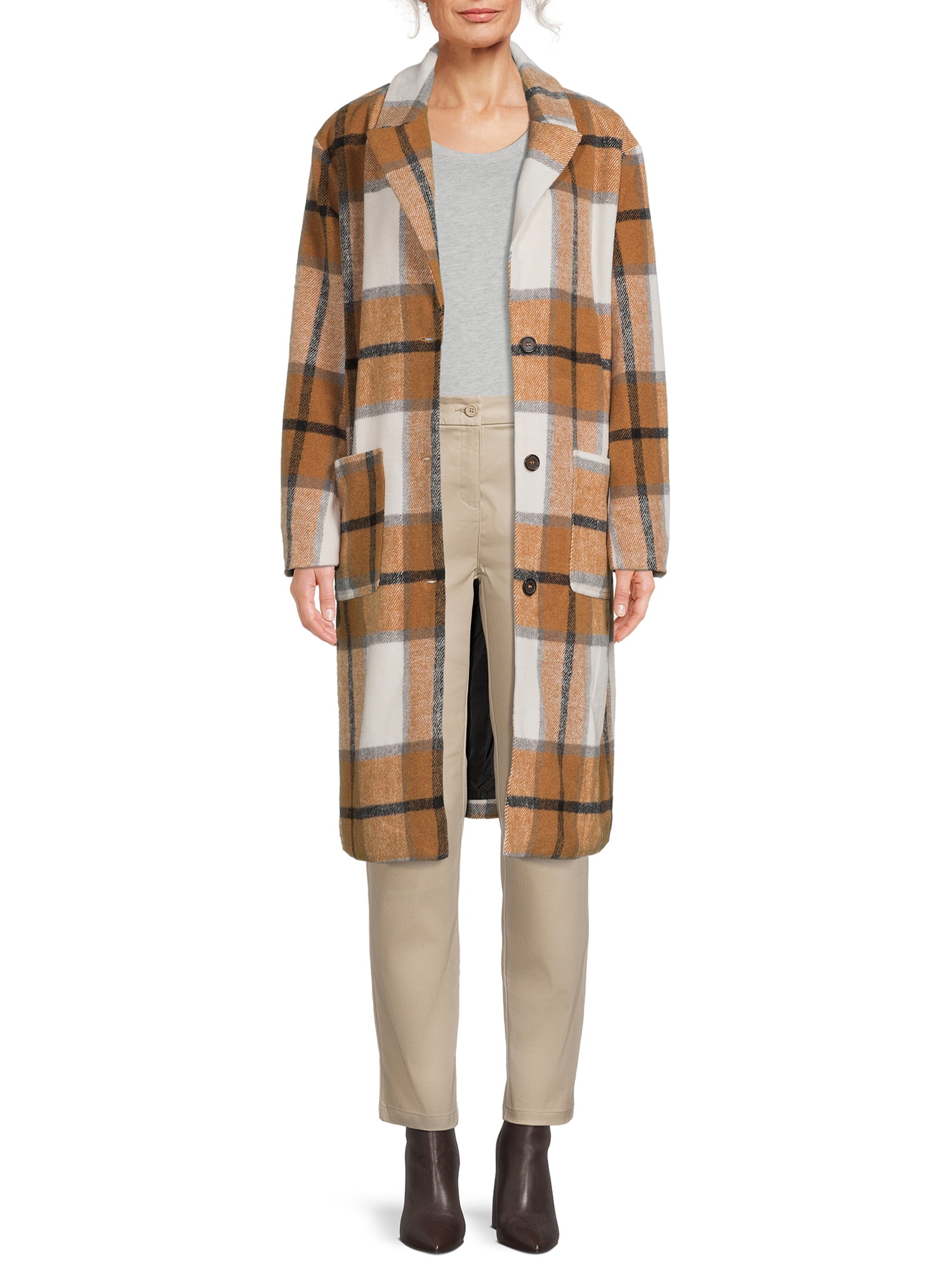 Plaid maxi coat best sale