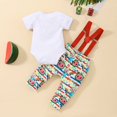 thumbnail image 3 of WIBACKER Infant Baby Boy Funny 1st Birthday Cosplay Outfits Bow Tie Cartoon Themed Romper with Suspenders Pants 2pcs Set, 3 of 9
