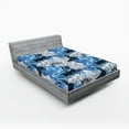 thumbnail image 2 of Ambesonne Floral Design Fitted Sheet, Winter Colors Gerbera, King Size, Pale Grey Cobalt Blue, 2 of 5