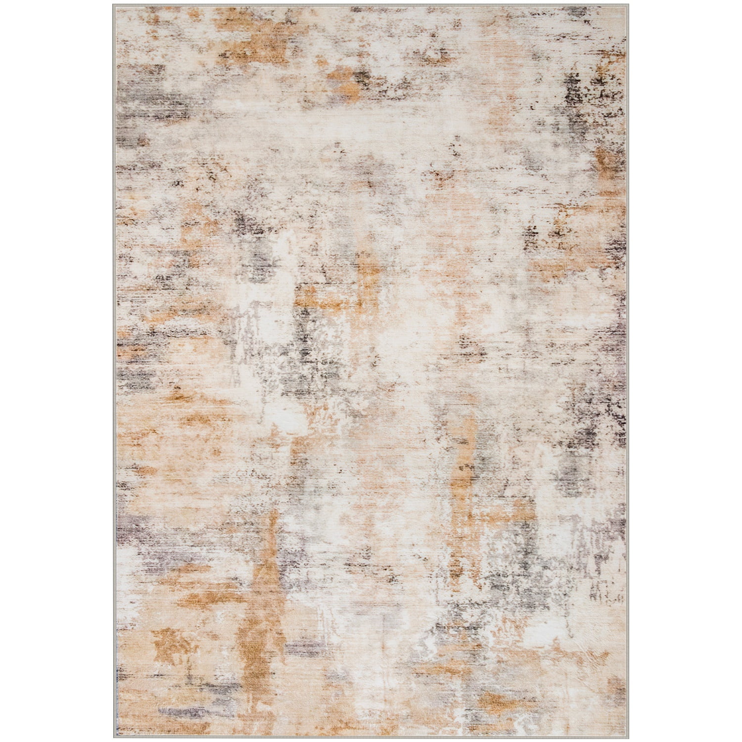Wondo Modern Abstract Area Rugs 4x6, Washable Rugs for Living Room Soft Rugs for Bedroom, Khaki