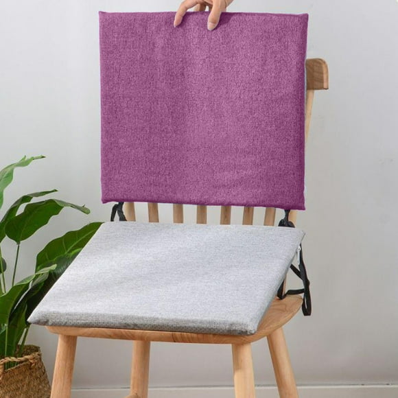 Cojín para silla | Alfombrilla antideslizante de lino con lazos para silla de comedor | Cojín lavable relleno de espuma para silla de escritorio, comedor, taburete y asiento de coche