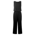 thumbnail image 4 of Conjunto informal de dos piezas para mujer con cuello redondo, sin mangas, cintura alta y pernera ancha - Top con dobladillo elástico - Pantalones de corte holgado - Versátil para looks informales, 4 of 4