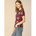 thumbnail image 4 of INSPIRE CHIC Women's Short Sleeve Contrast Cartoon Cat Pet Print Tee Ringer T-shirt Tops, 4 of 4