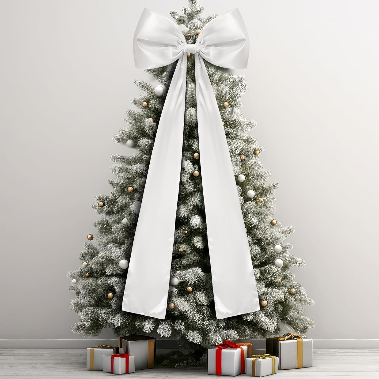 Guvpev 5FT Large Satin Christmas Bows - Giant Pink Xmas Bows for Christmas Tree Topper, Wreaths, Wal, Mantel, Front Door, Porch & Wedding Decorations, Indoor & Outdoor Holiday Christmas Decorations