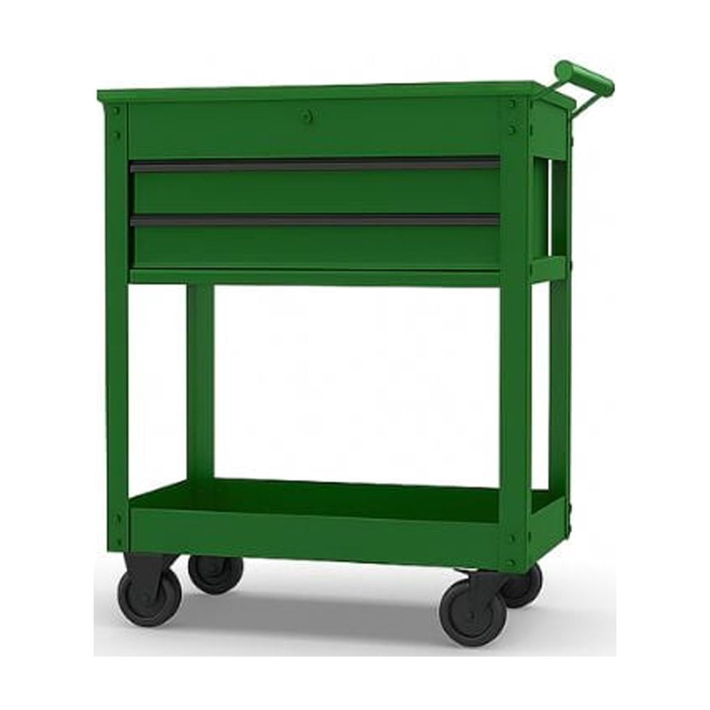 Hyper Tough 28-Inch Steel Tool Cart with Drawer, 500 lb Load Capacity, Green Powder-Coated