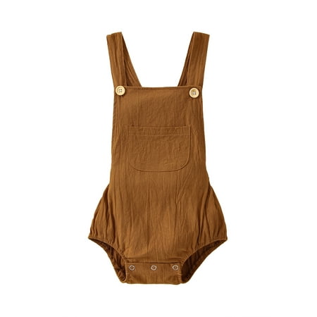 

Amuver Infant Baby Suspender Romper Solid Color Sleeveless Bodysuit Strap Playsuit Summer Clothes for Girls Baby