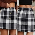 thumbnail image 6 of FRSASU Womens Elastic High Waist Button Plaid Skirt Bodycon Pencil Wool Mini Skirts with Pocket Gray, 6 of 9