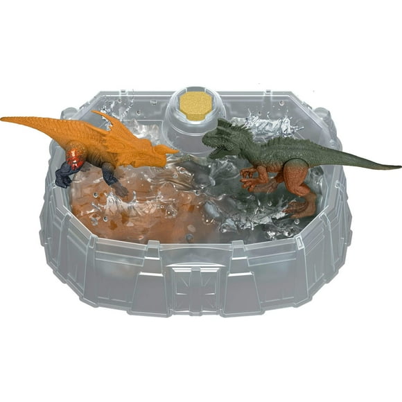 Jurassic World Dino Reveal 2 Dinosaur Toys in Battle Arena, Warm Water Changes Decoration