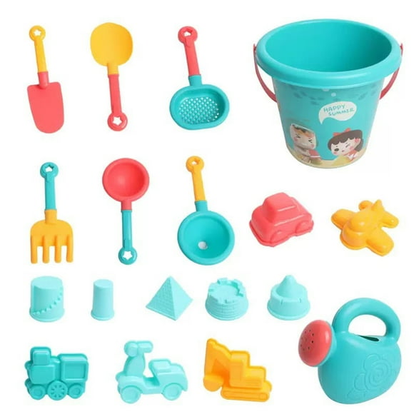 Fesfesfes 18Pcs Kids Beach Sand Play Collection with Bucket, Shovel, Sandcastle Molds Rake,Outdoor Sand Toys for Seaside, Backyard,Play Years 4-8