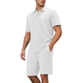 thumbnail image 4 of KKBOTIVE Men's Outfit Set Fashion Print Crewneck Short Sleeved Tops and Shorts/trousers Summer Adults Cozy Soft Sweatsuit, White Size: XXL, 4 of 9