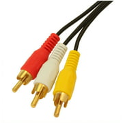 6ft 3 Wire RCA GENERAL DUTY Composite Video with Audio Gold Plated Cables