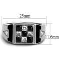 thumbnail image 2 of Luxe Jewelry Designs Men's Stainless Steel Ring with Square Black Jet Cubic Zirconia, Size 14, 2 of 4