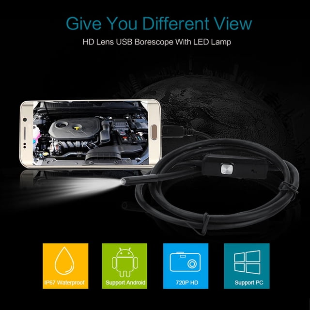 Lente de cámara de enfoque de 7 mm 2M Impermeable 6 LED Endoscopio Android Mini Cable USB Endoscopio