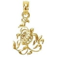 thumbnail image 2 of Solid 14K Yellow Gold Textured Mini Sea Turtle and Kelp Charm - 17mm, 2 of 7