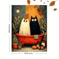 thumbnail image 3 of Ghost and Black Cat Bathtub Canvas Art, Cozy Spooky Halloween Bathroom Wall Decor, 3 of 8