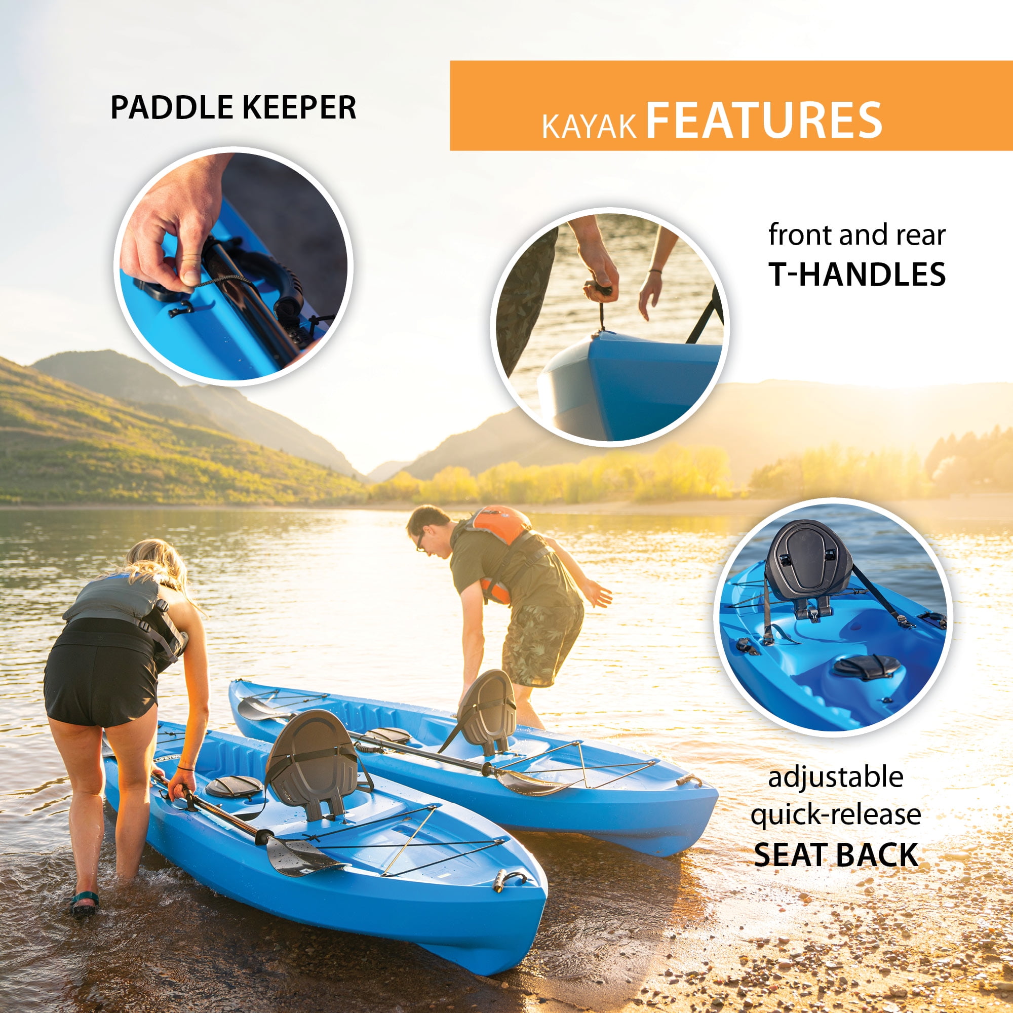 Lifetime Tamarack 10 ft Sit-On-Top Kayak with Paddle, Dragonfly Blue (91129)