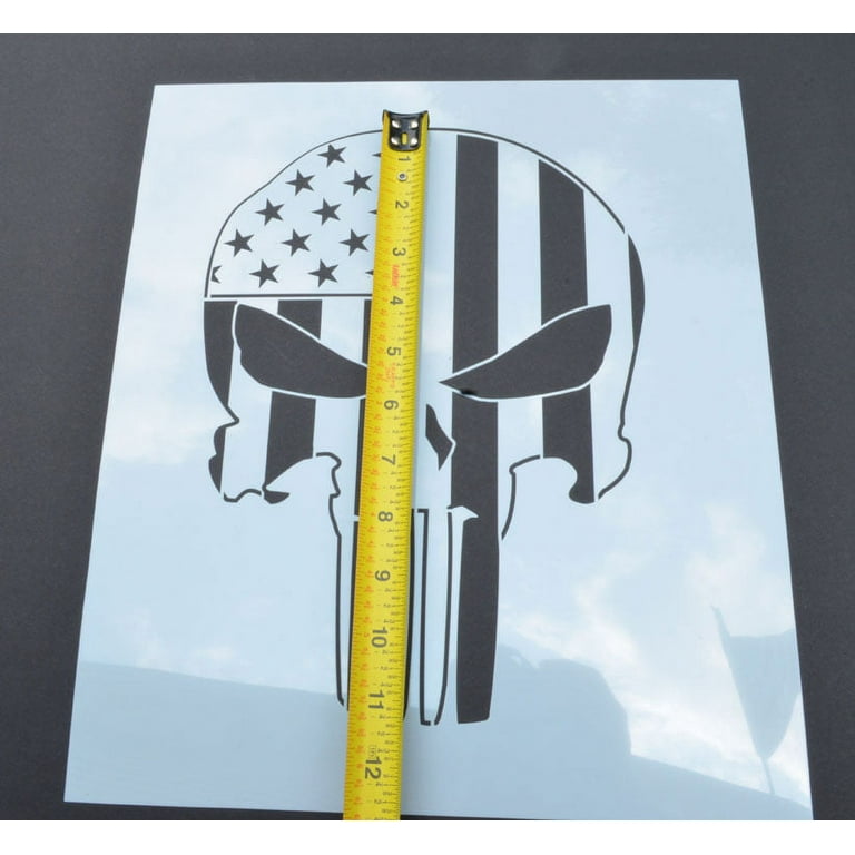 Punisher Stencil Design on Durable Mylar - Reusable Skull Stencil