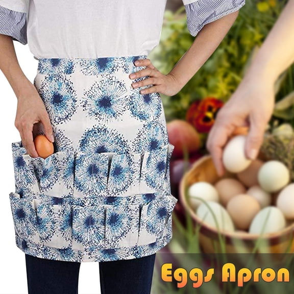 Fnochy Clearance Egg Collecting Apron with Pockets for Farm and Home Use, Hands-Free Egg Gathering, Durable and Machine Washable, Perfect for Hobby Chicken Farmers, Convenient Hanging Loop