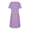 thumbnail image 5 of Women Dresses Summer Plus Size Short Sleeve V-Neck Casual Polka Dot Midi Shift Dresses Beach Sundresses Purple XL, 5 of 8