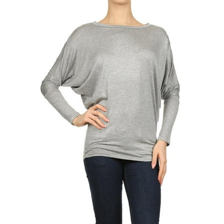 - Women's Trendy Style Dolman Long Sleeves Solid Top