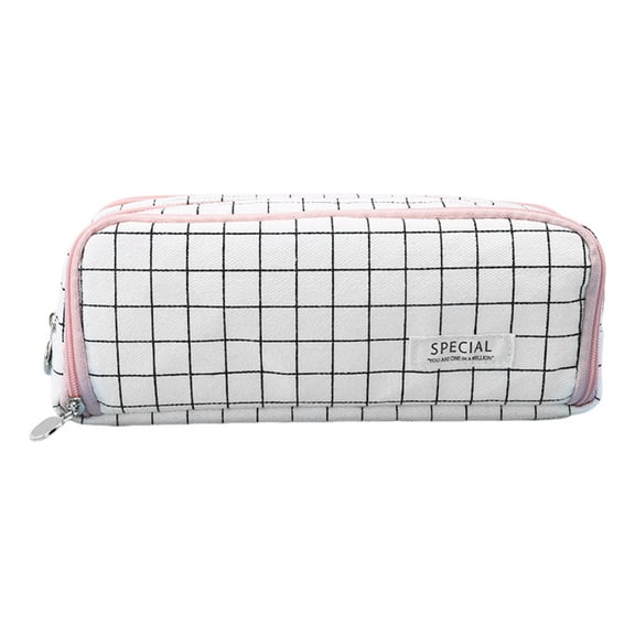 Sylvtty Large Pencil Case Canvas Makeup Bag with Zipper Multiple Compartments Pencil Pouch Lightweight Pencil Organizer