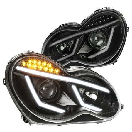 Mercedes Benz C230 Supercharger - Spec-D Tuning 2001-2007 Mercedes Benz W203 C-Class C230 C240 C320 Led Projector Headlights Black Headlamps (Left + Right)