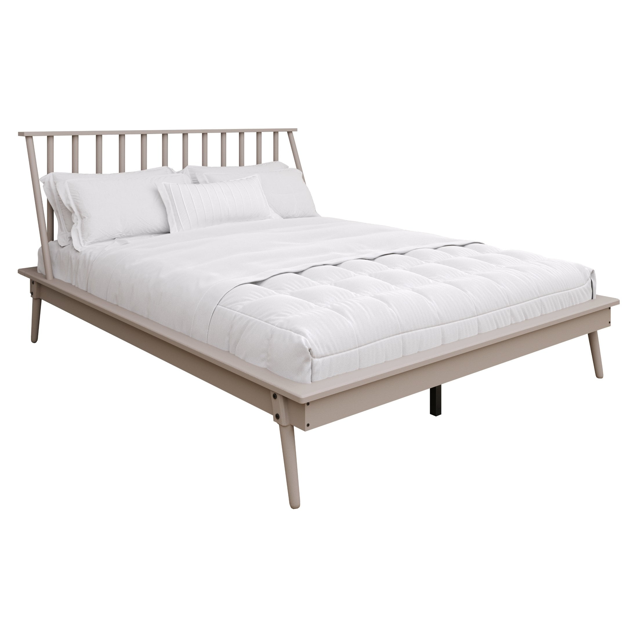 Castle Place Vintage Spindle Wooden Queen Platform Bed, White