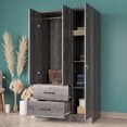 thumbnail image 4 of Better Home Products Symphony Wardrobe Armoire Closet with Two Drawers in Gray, 4 of 7