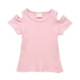thumbnail image 2 of Aihuaihua Girls and Toddlers' Short Sleeve Cotton T Shirts，Summer Crewneck Solid Color Kids Tee Tops Girl Clothes Outifit 2t Tunic Pink 2-3 Years, 2 of 5