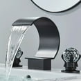 thumbnail image 3 of Brushed High Arc Waterfall Widespread Bathroom Faucet, 3 of 5