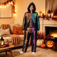 thumbnail image 5 of Halloween Onesie Adult Skeleton Long Sleeve Hooded Halloween Pajamas Hooded Soft Plush One Piece Jumpsuits Loungewear Sleepwear Outfit for Halloween Party, 5 of 7