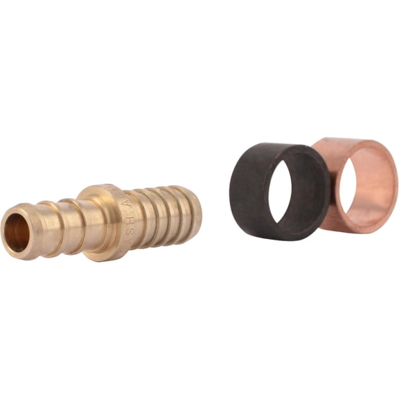 Cash Acme Pex Pipe Coupling Fitting - 3/8 Brass Barb x 3/8 In. Brass