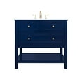 thumbnail image 3 of Elegant Decor Metropolis 36" Solid Wood and Metal Single Bathroom Vanity in Blue, 3 of 8