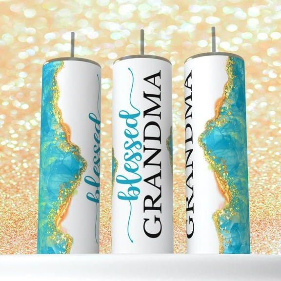 Blessed Grandma Turquoise marble image on 20 ounce Tumbler insulated coffee cup