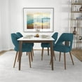 thumbnail image 3 of Lana 5-Piece Mid-Century Modern Dining Set with 4 Fabric Dining Chairs in Blue, 3 of 6