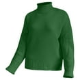 thumbnail image 2 of Green Cotton Tops Turtleneck Big & Tall Women's Pullover Sweater, Women's Knitted Sweater Women's Clothing Thick Thread High Neck Pullover Sweater Women, 2 of 3