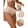 thumbnail image 3 of Unique Bargains Women's High Waist Tummy Control Full Coverage Briefs S Beige, 3 of 6