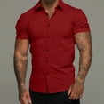 thumbnail image 2 of Yufatyle Men Short Sleeve Polyester Turndown collar Slim Mens Tshirts Graphic Red XL, 2 of 5