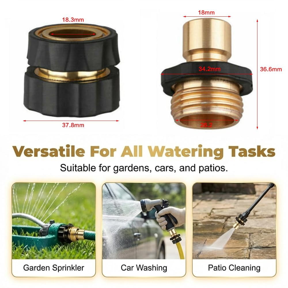 Garden Hose Quick Connector, 2026 New 3/4 Inch Male and Female Garden Hose Fitting Quick Connector, Quick Connect Garden Hose Fittings, Easy Connect Water for Sprinkler & Pressure Washer
