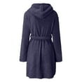 thumbnail image 5 of Robes for Women Hooded Lightweight Soft Short Flannel Bath Robe Navy 3XL, 5 of 6
