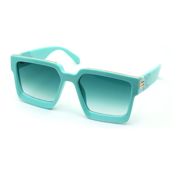 Womens Squared Thick Plastic Mob Luxury Rectangular Mafia Sunglasses Mint Green