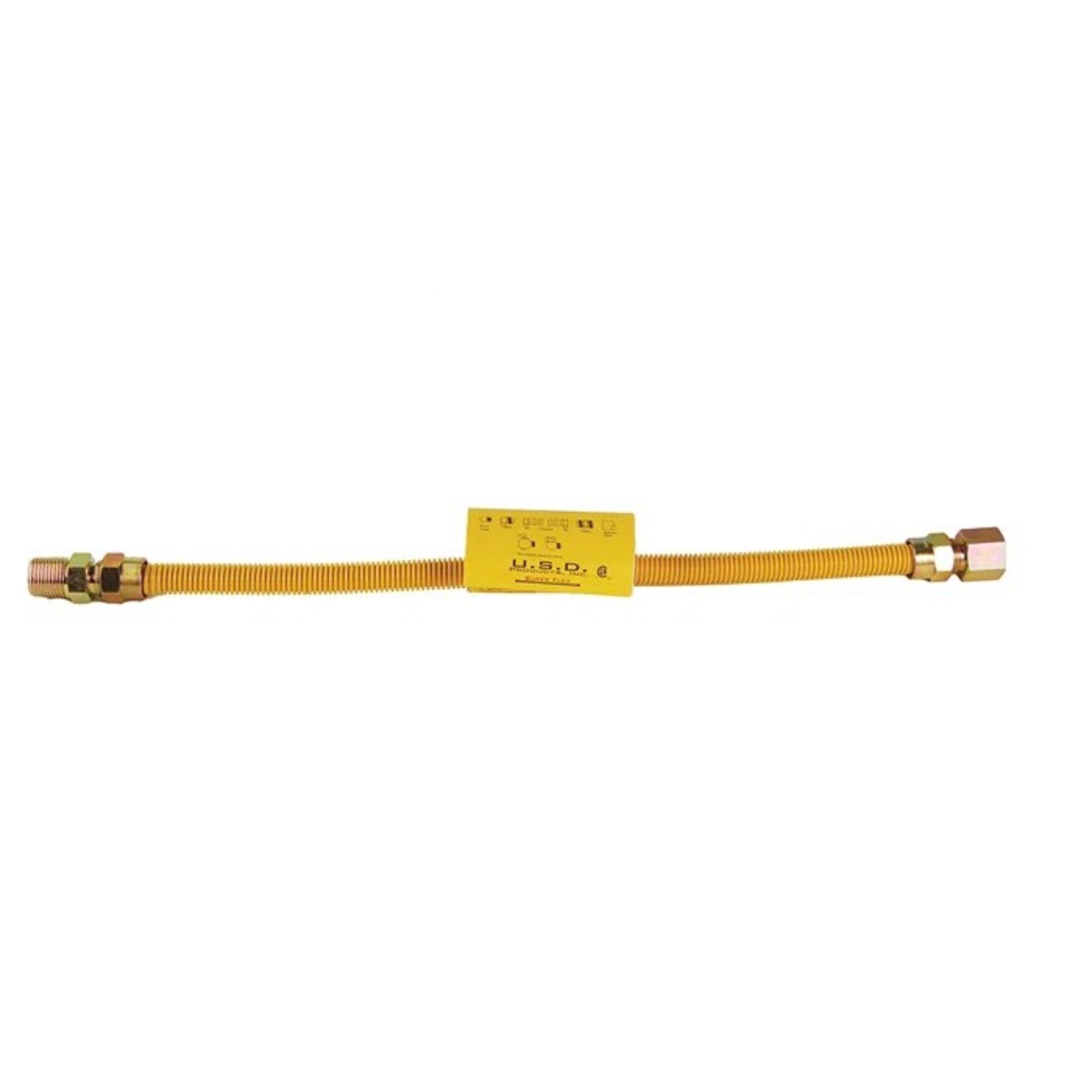 Avalon Flexible Yellow Coated Gas Lines with Ends 3/8 inch x 72"