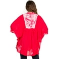 thumbnail image 2 of Sakkas Amori V-Neck Embroidery Poncho Top / Cover Up - Pink/White - One Size, 2 of 5
